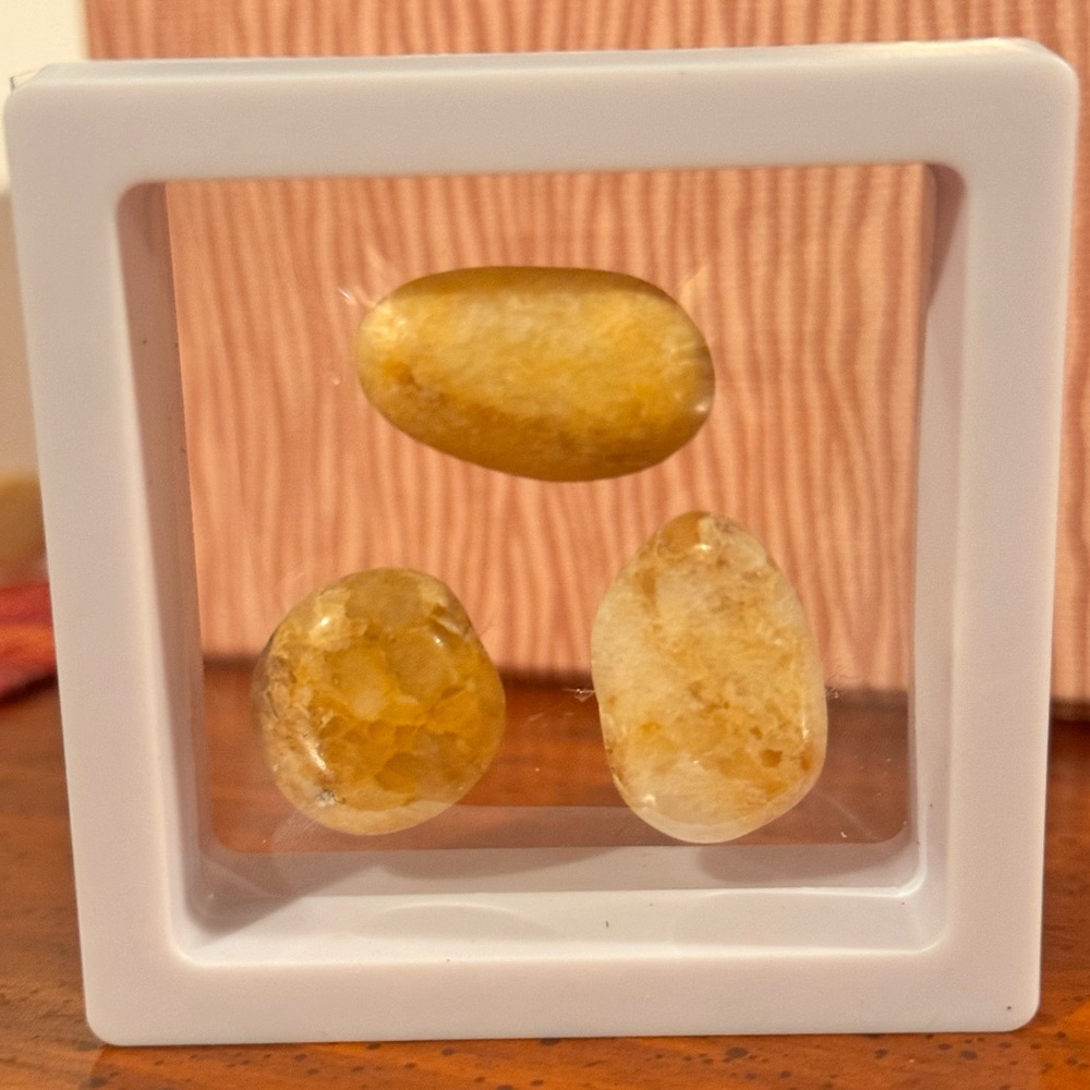 Golden Healer Yellow Quartz Healing Stones with Display Case